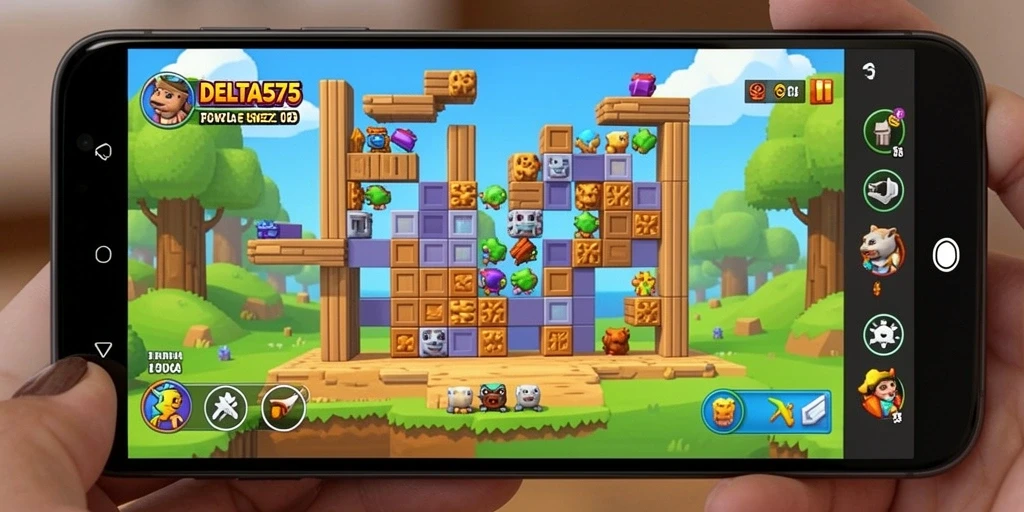 Tampilan gameplay DELTA575 dengan teka-teki yang menantang dan menarik.