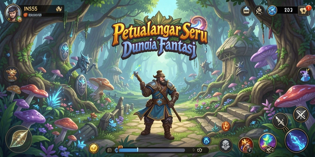 Tampilan gameplay seru di INS55 dengan karakter yang beraksi dalam petualangan RPG.