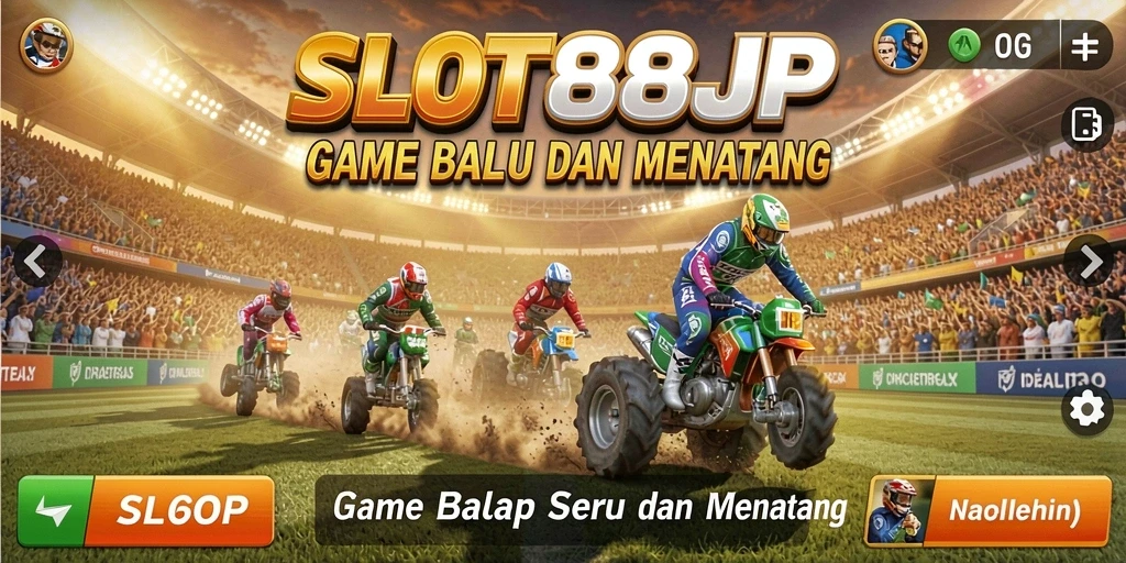 Tampilan menarik dari gameplay balap di SLOT88JP dengan mobil berkecepatan tinggi.