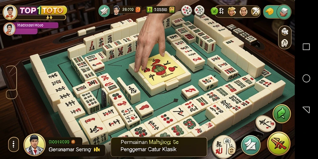 Tangkapan layar menunjukkan gameplay Mahjong yang menarik dan penuh strategi.
